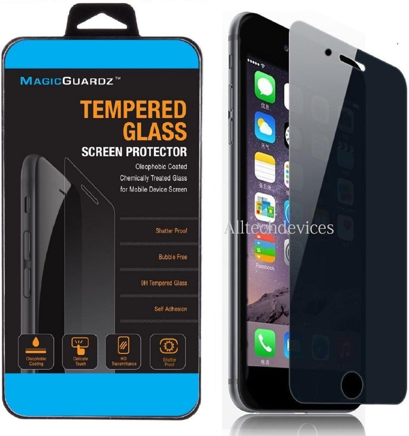 MagicGuardz®, Made for Apple iPhone 6 Plus 5.5", Privacy Anti-Spy Tempered Glass Screen Protector Shield, Retail Box