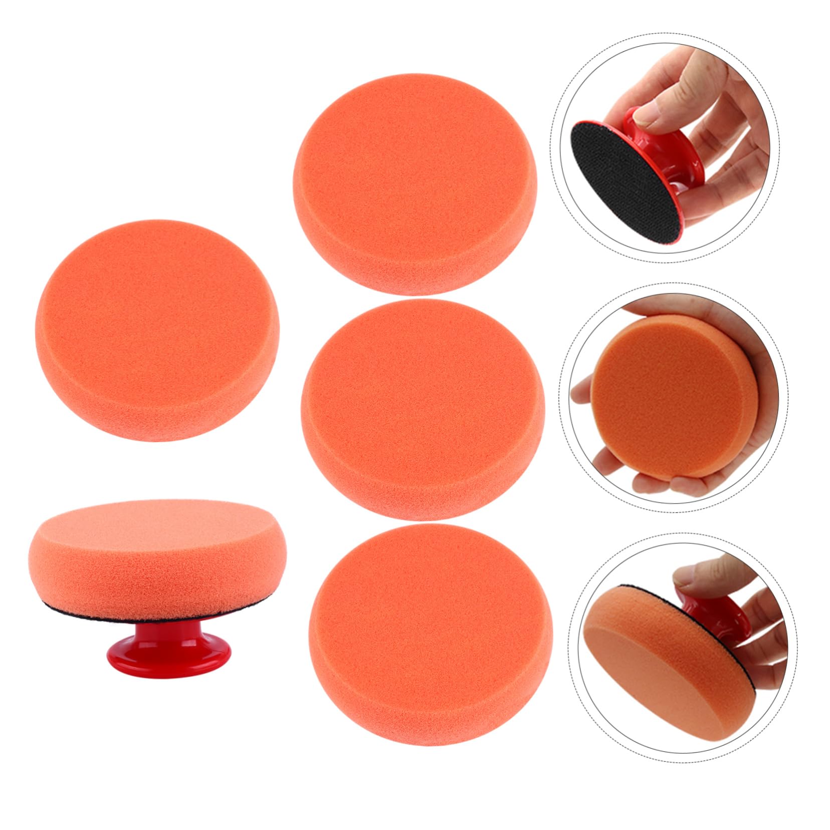 Beatifufu 6pcs Car Body Polishing Pad Sponge with Handle Manual Waxing Polishing Tools for Auto Detailing for Gaps Surface Protection Suitable for Cars Furniture and More