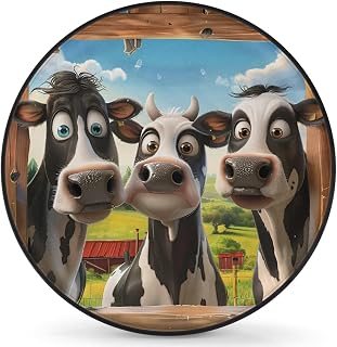 Spare Tire Cover for RV Trailer, Funny Cows Waterproof Sun Leather Wheel Cover, Camper Spare Tire Covers Fit for Jeep Travel Trailer SUV Truck Accessories (17 in for Diameter 31” - 33”),B-270
