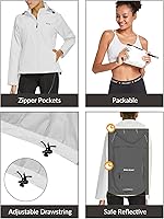 Vista 6 de BALEAF Chaquetas impermeables para mujer, cortavientos resistentes, para correr, ligeras, reflectantes, plegables, con capucha