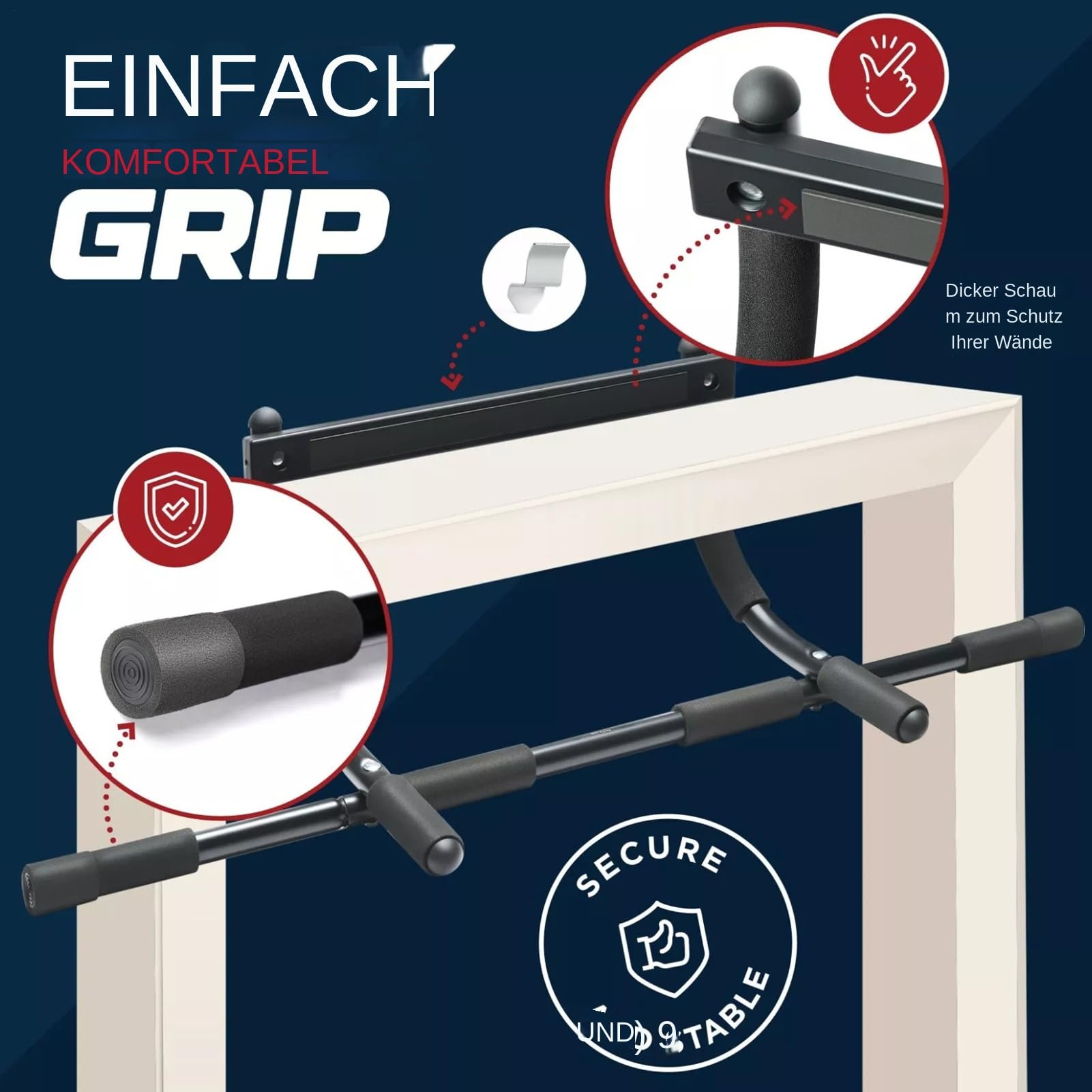 Pull Up Training Bar – 93 cm – Asta di esercizi per porta, cambio di | resistenza portatile, attrezzatura per appendere le attrezzature | aste da allenamento per la casa, la palestra, la parte