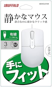 (未使用･未開封品)　BUFFALO 有線光学式マウス 静音/3ボタン/Mサイズ ブラック BSMOU27SMBK kmdlckf Amazon.co.jp: バッファロー BUFFALO 有線光学式マウス 静音/3