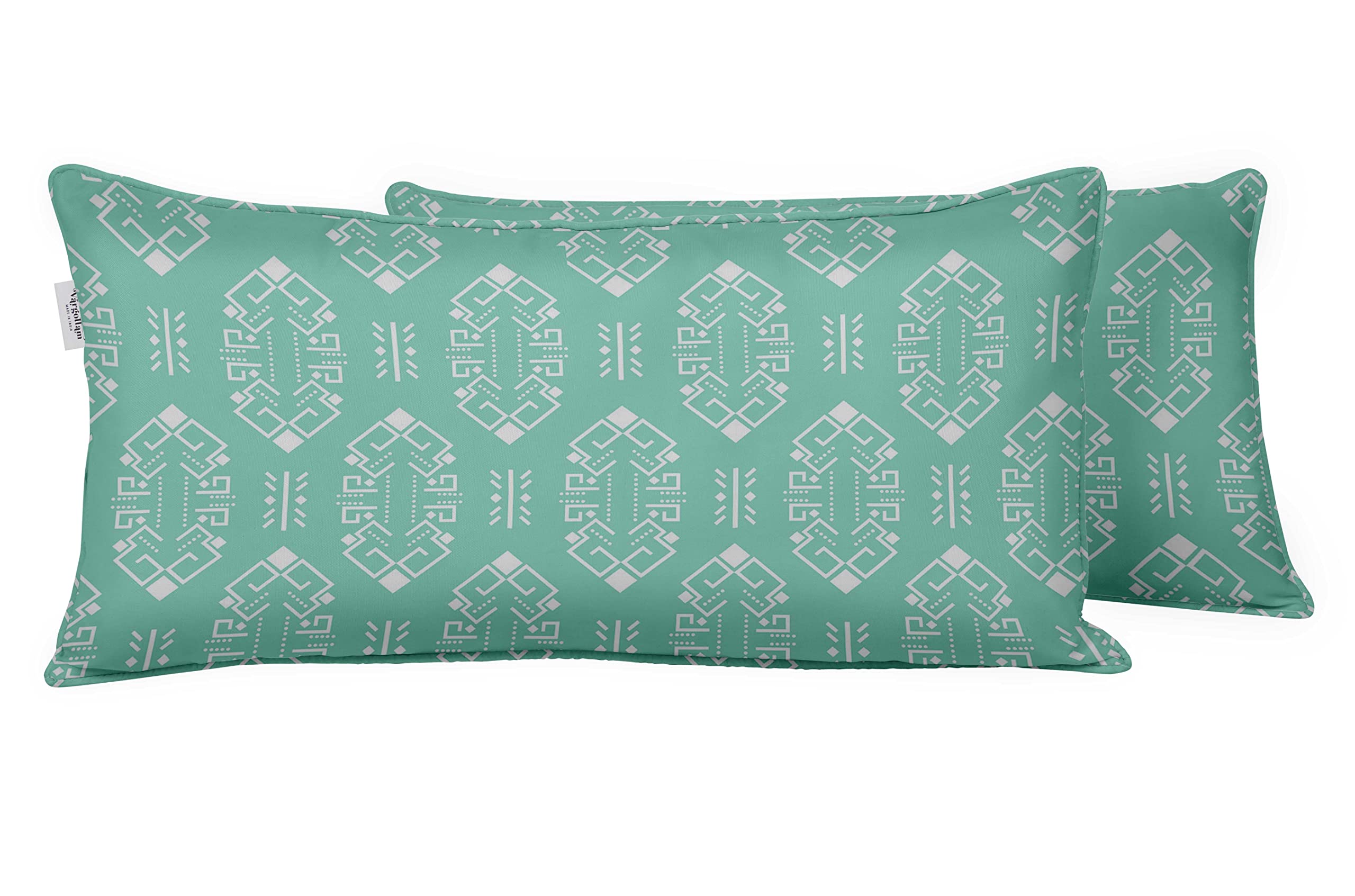 Vargottam Indoor/Outdoor Polyester Fabric Lumbar Pillow Cover, All-Weather Waterproof Rectangular Cushion Case for Patio Furniture, 12" x 24" Set of 2 - Abstracts-37