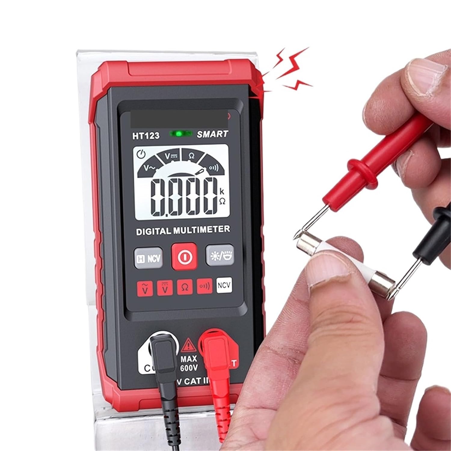 HT123 Professional Digital NCV Multimeter Smart AC/DC Voltage Resistance Continuity Measurement Tester with Backlight
