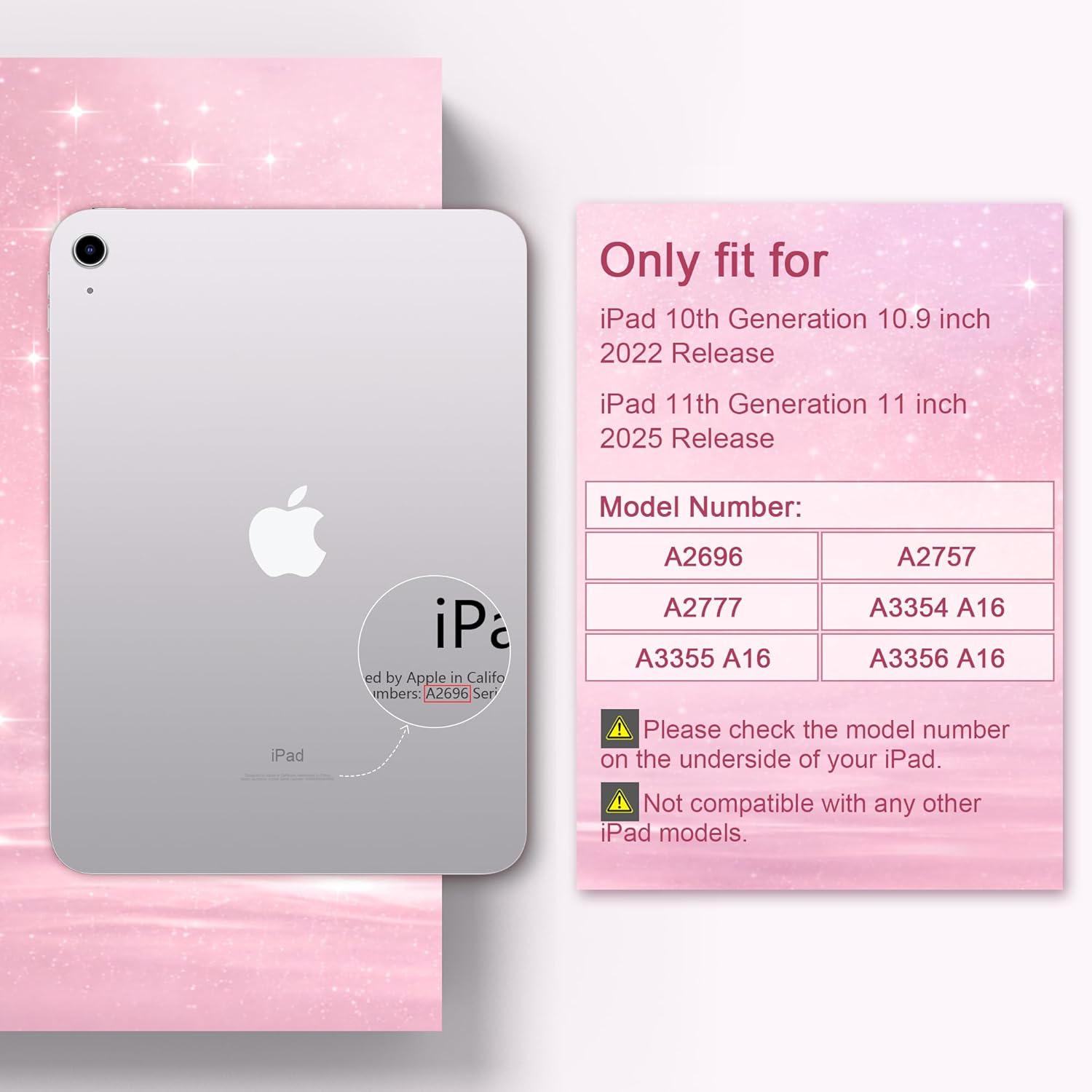 TWOLSKOO Sparkly Case for iPad 11th Gen 11" 2025 (A16) & iPad 10th Gen 10.9" 2022, Glitter Hard Acrylic Back with Pencil Holder, Slim Trifold Stand Folio Cover, Auto Sleep/Wake, Pink Polka Dot