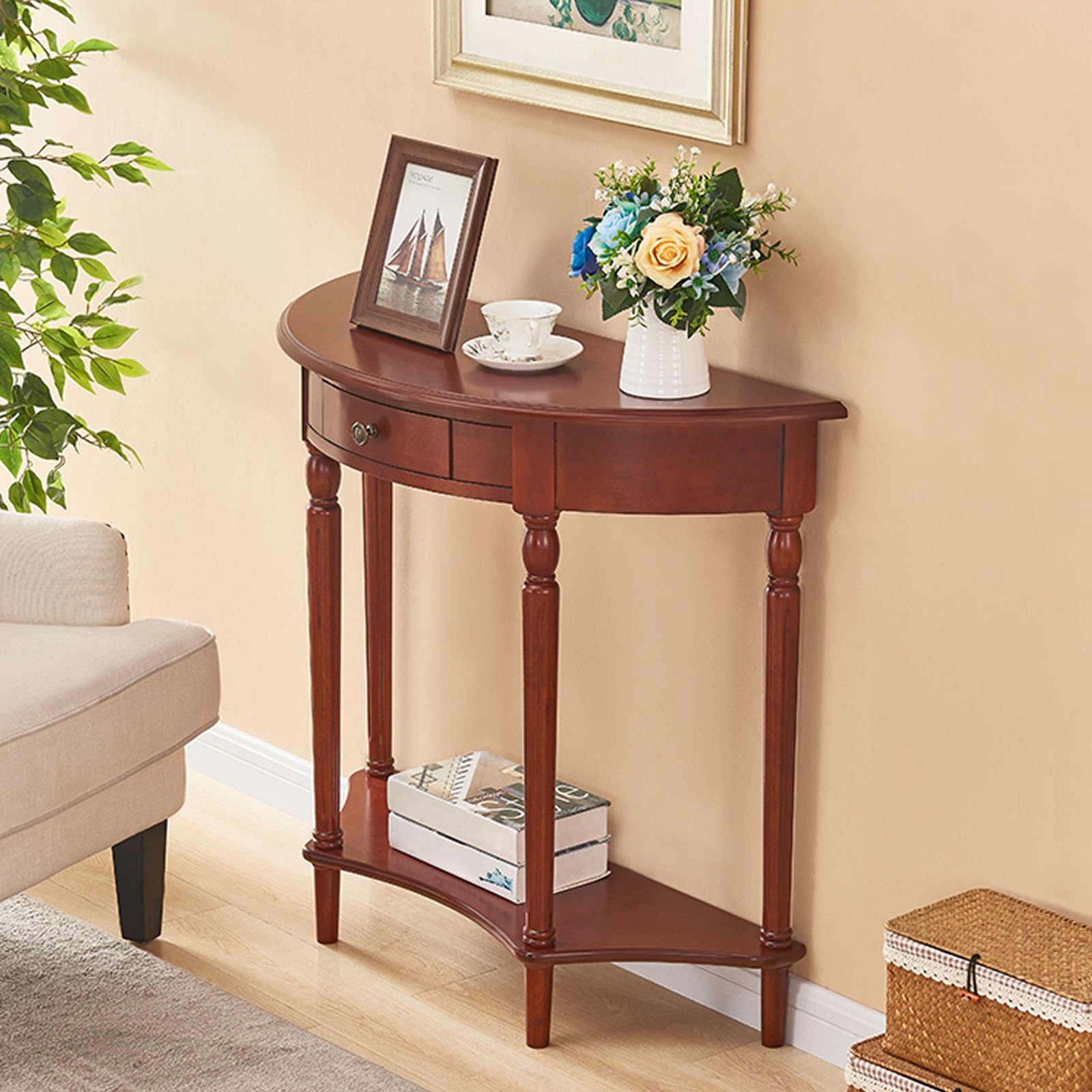Consola para pared de estilo americano mesa semicircular para decorar la entrada y el salón retro