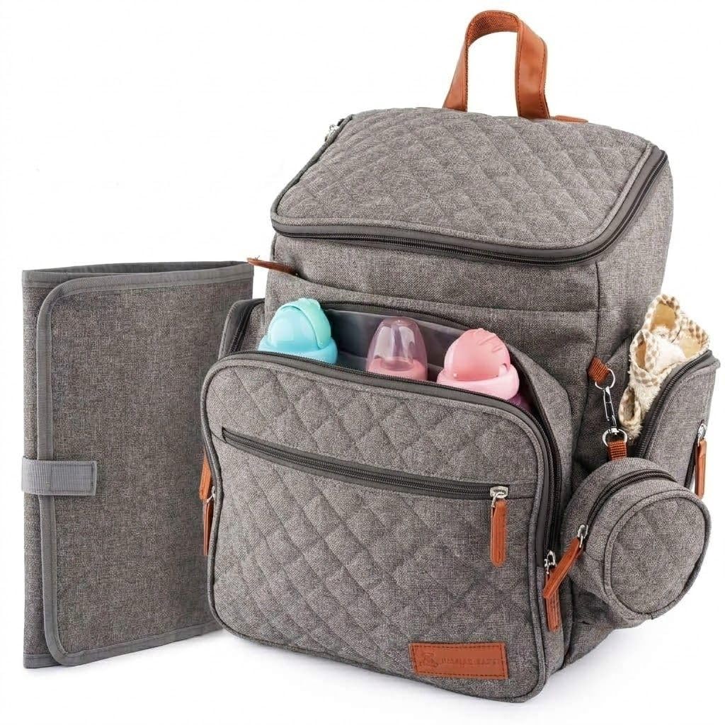 DELMAR BABY Large Diaper Bag Backpack for Mom & Dad | Unisex Baby Travel Bag | 15 Pockets | Changing Pad | Stroller Straps | Stylish & Washable |