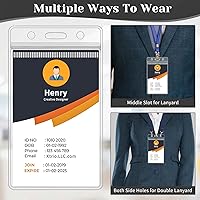 Vista 5 de Paquete de 120 soportes de plástico para insignias, soporte vertical para tarjetas de identificación, transparente, impermeable, con cremallera