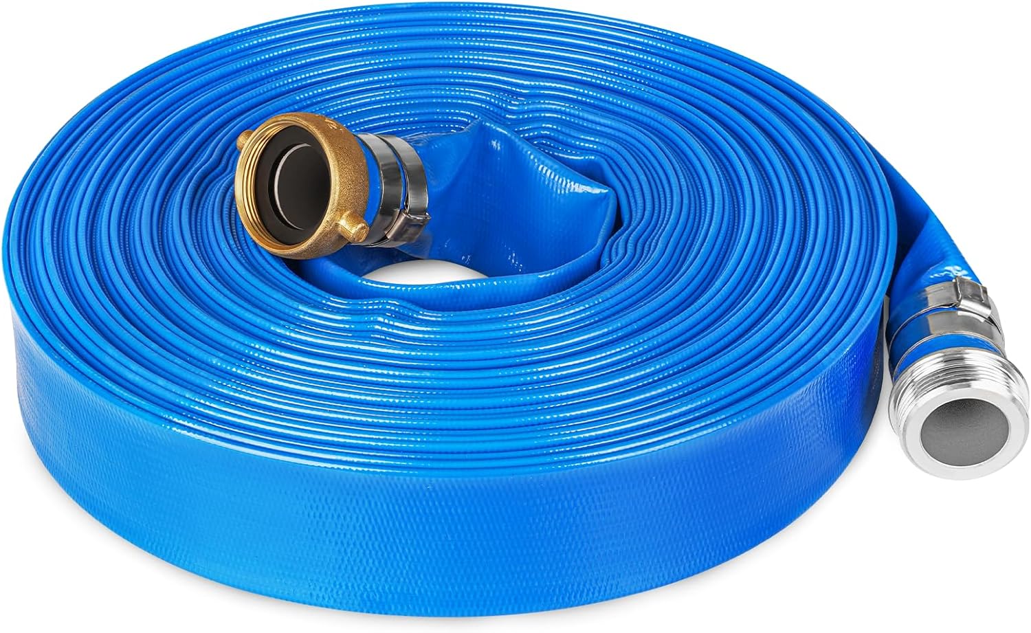 2" ID x 100 ft Pool Backwash Hose, Heavy Duty Reinforced Lay Flat Discharge Pump Hose, PVC Water Discharge Pump Hoses with Aluminum Pin Lug Fittings for Swimming Drain Pools and Clean Filters