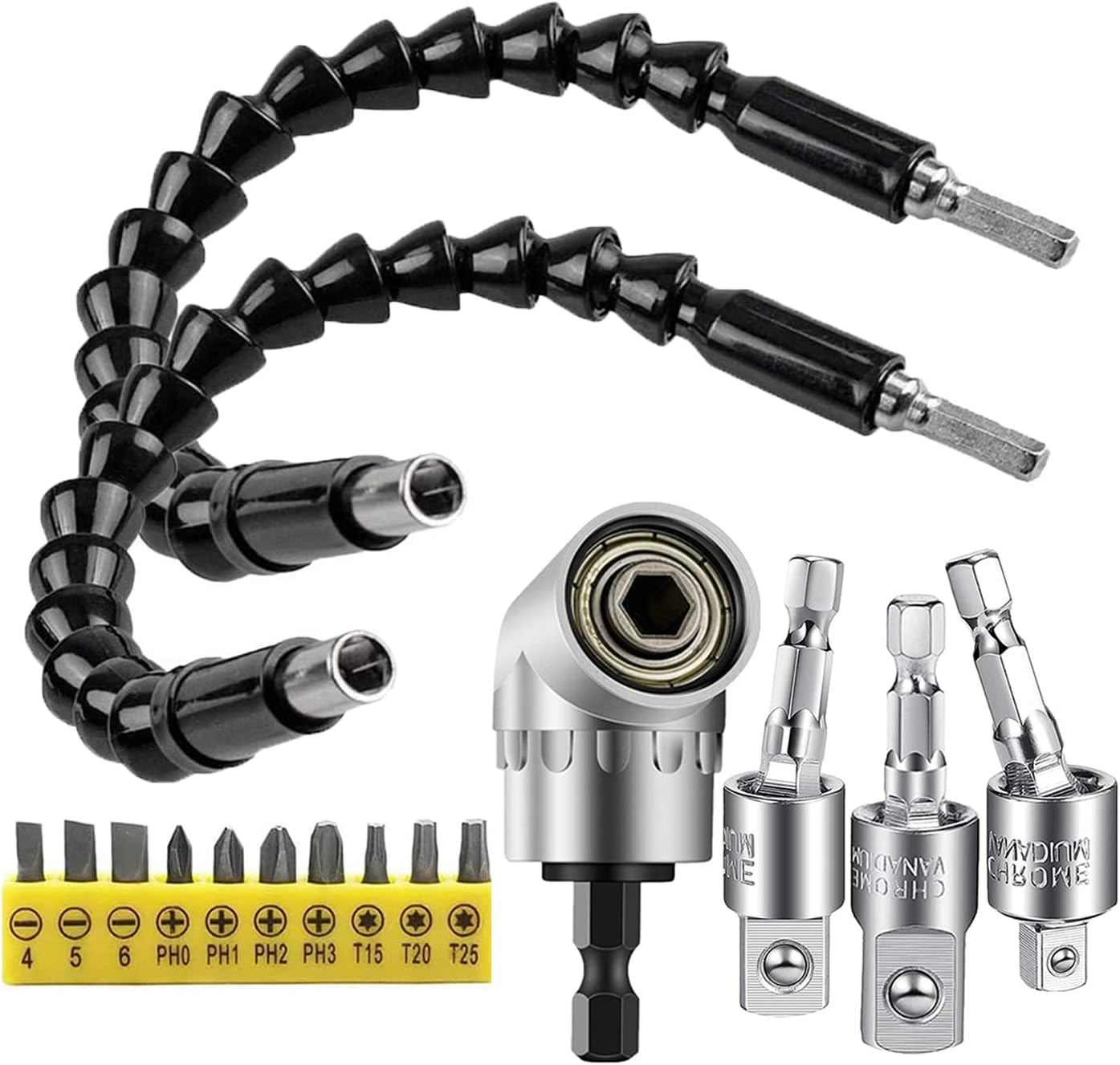 MXiiXM Flexible Drill Bit Extension Hex Shank Drill Nut Driver Bit Set