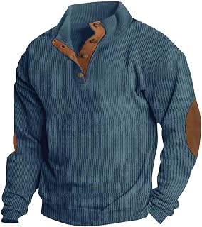 Mens Corduroy Shirt 2025 Long Sleeve 1/4 Quarter Zip Pullover Sweatshirts Western Jackets Collared Winter Clothing