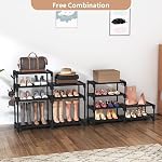 ROJASOP Organisateur de chaussures, 8-Tier Rack de chaussures en métal pour garage d'entrée, 26-32 paires plateau de rangement de chaussures Tall 15 Crochets, grand pied de chaussure empilable