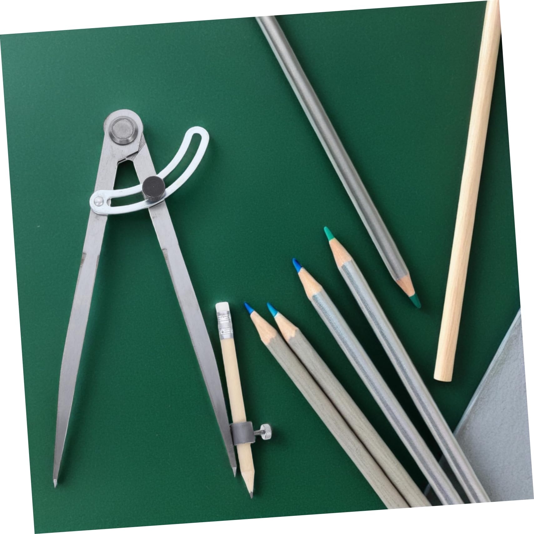 Compasso con Bracci in Acciaio al Carbonio con Porta Matita | Set da 1 Pezzo con 5 Matite, per Disegno Geometrico e Tecnico, Uso Architettonico