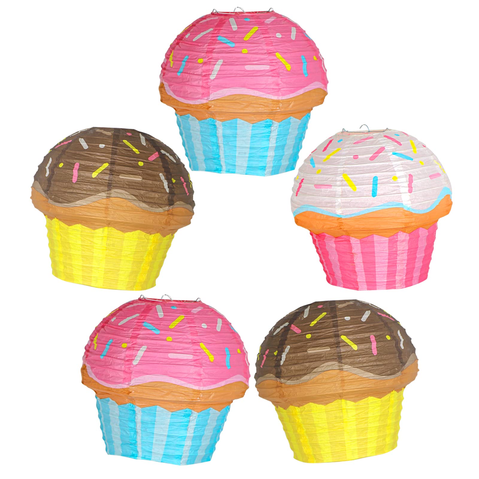 KAXIXI Hanging Candyland Party Decorations,Donut Party Decorations,Cupcake Ice Cream Paper Lanterns for Baby Shower, Kids Girls Birthday Party, Ice Cream Party, Celebration