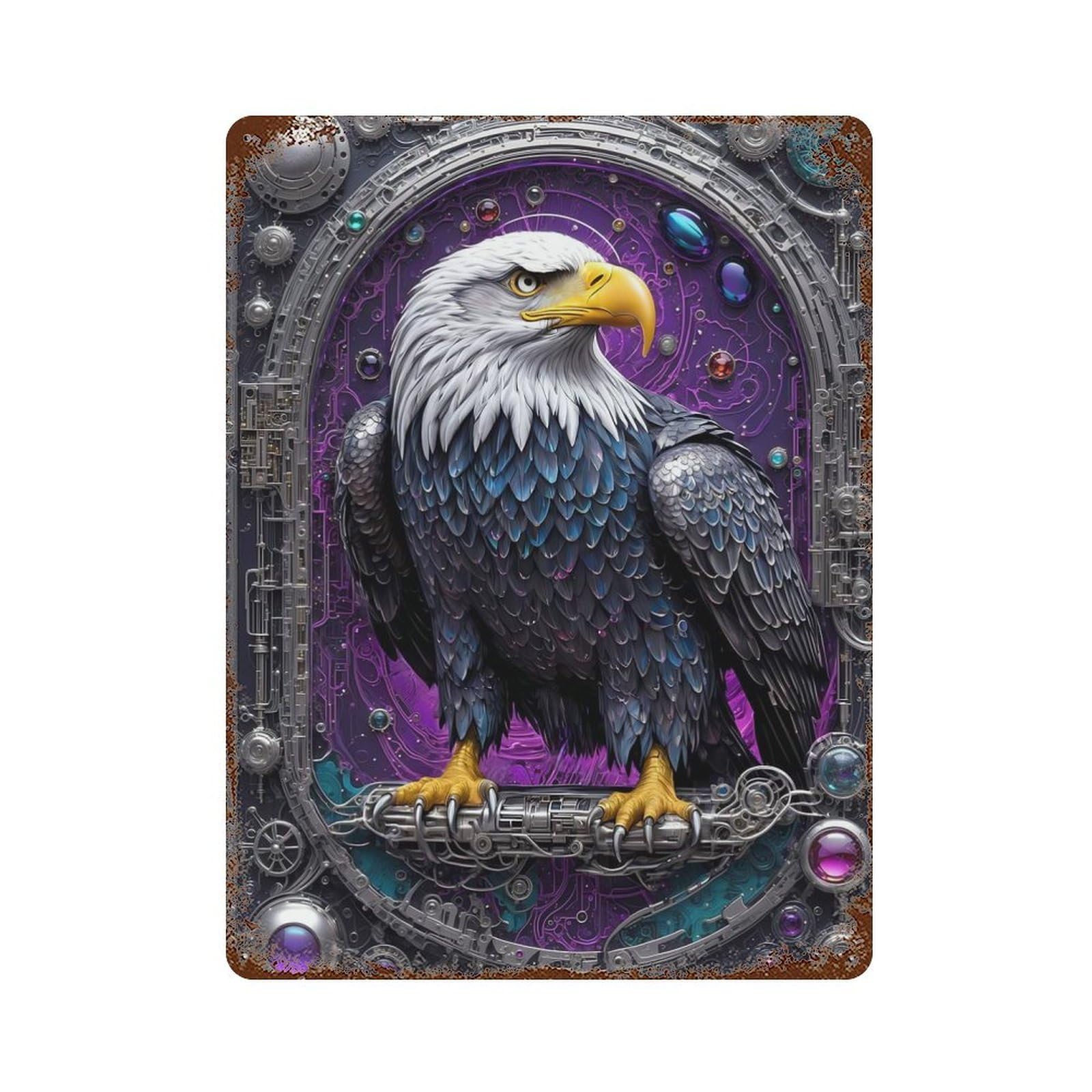Steampunk Majesty Eagle Vintage Metal Tin Sign 15.7"x11.8", Farmhouse Wall Decor for Garage, Bar And Workshop Decor