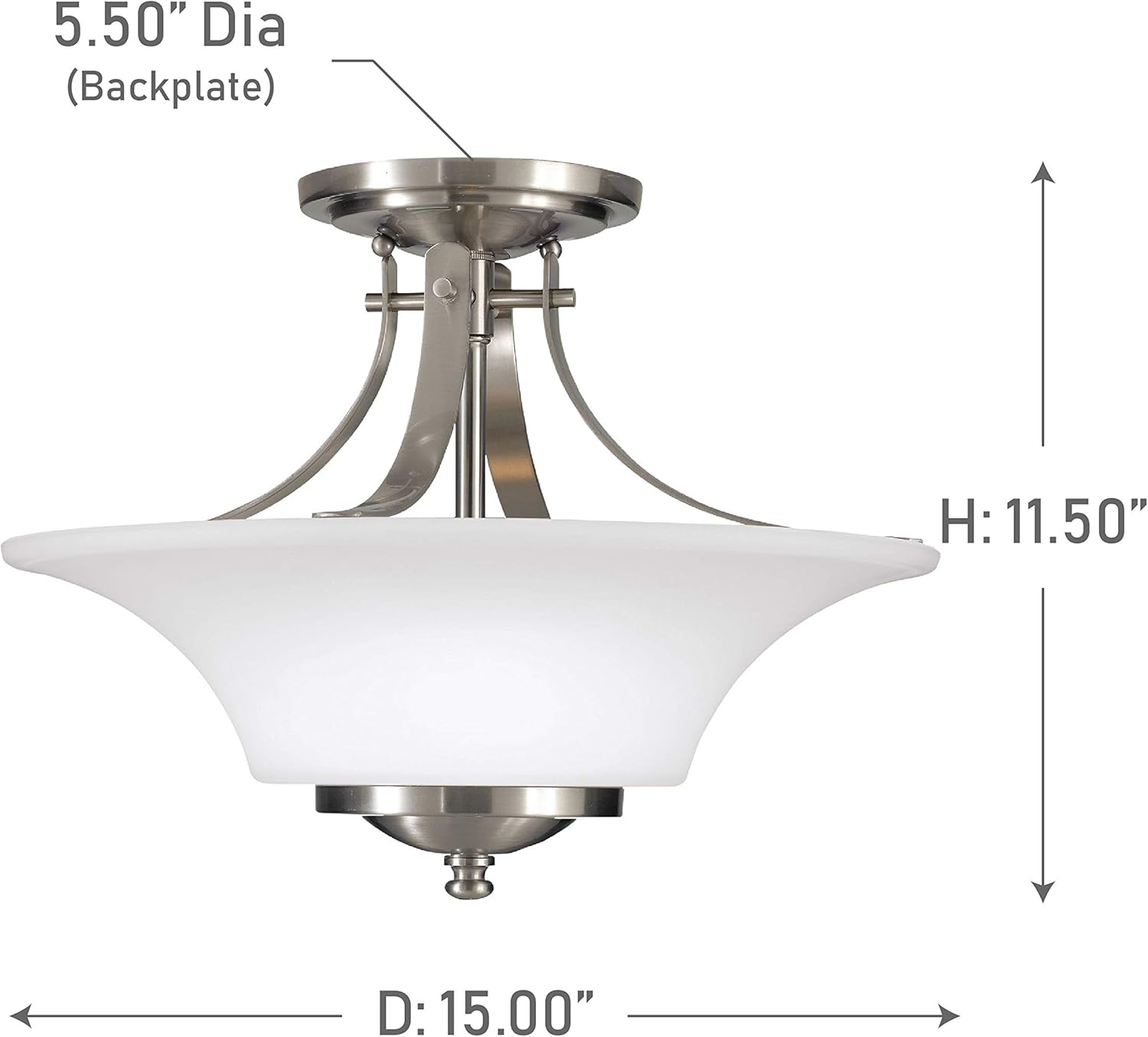 Big Sale Sea Gull Lighting SF241BS Barrington Two Light Semi-Flush Mount Ceiling Fixture, 11.5 Height, Brushed Steel