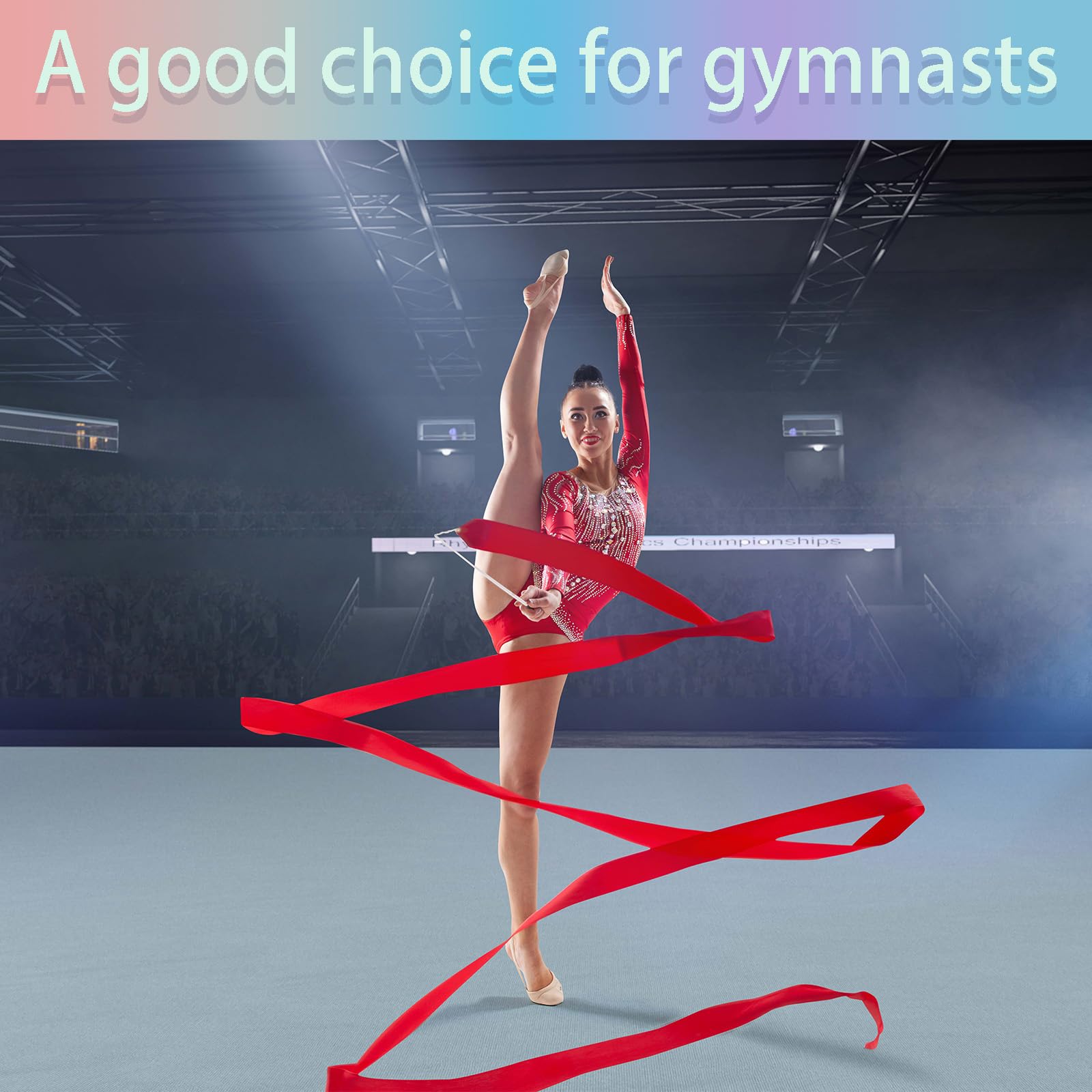 2 Nastri Da Ginnastica Per Bambini Con Bacchetta - Arcobaleno, Lunghi 190 Cm, Per Danza Ritmica, Giochi Creativi E Spettacoli - 2