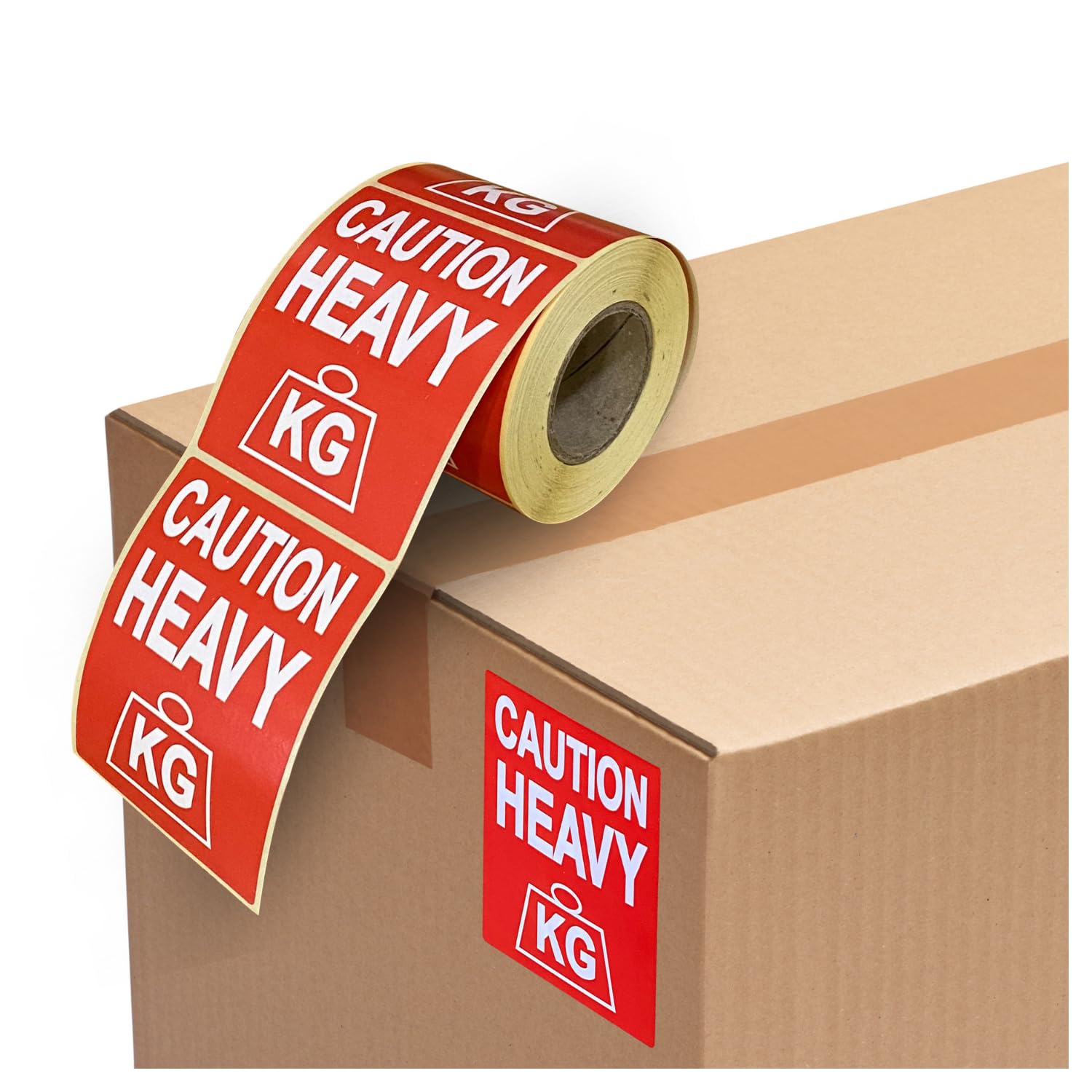 Warning Stickers 'Caution Heavy' Sticky Labels 80x103mm - 500 Pack Bright Red Stickers, Moving House, Heavy Label for Packing Box Labels and Storage, Adhesive Paper Sticker Pack by Price Stickers