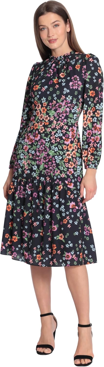 Maggy London Women's Maggy London Women's Dresses Long Sleeve Ruffle Mock Neck Dress