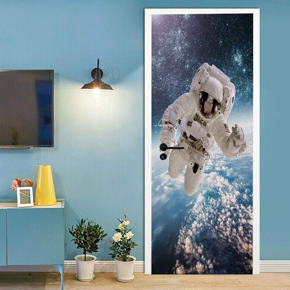 Sticker de porte astronaute amovible pour relooker une porte sans peindre