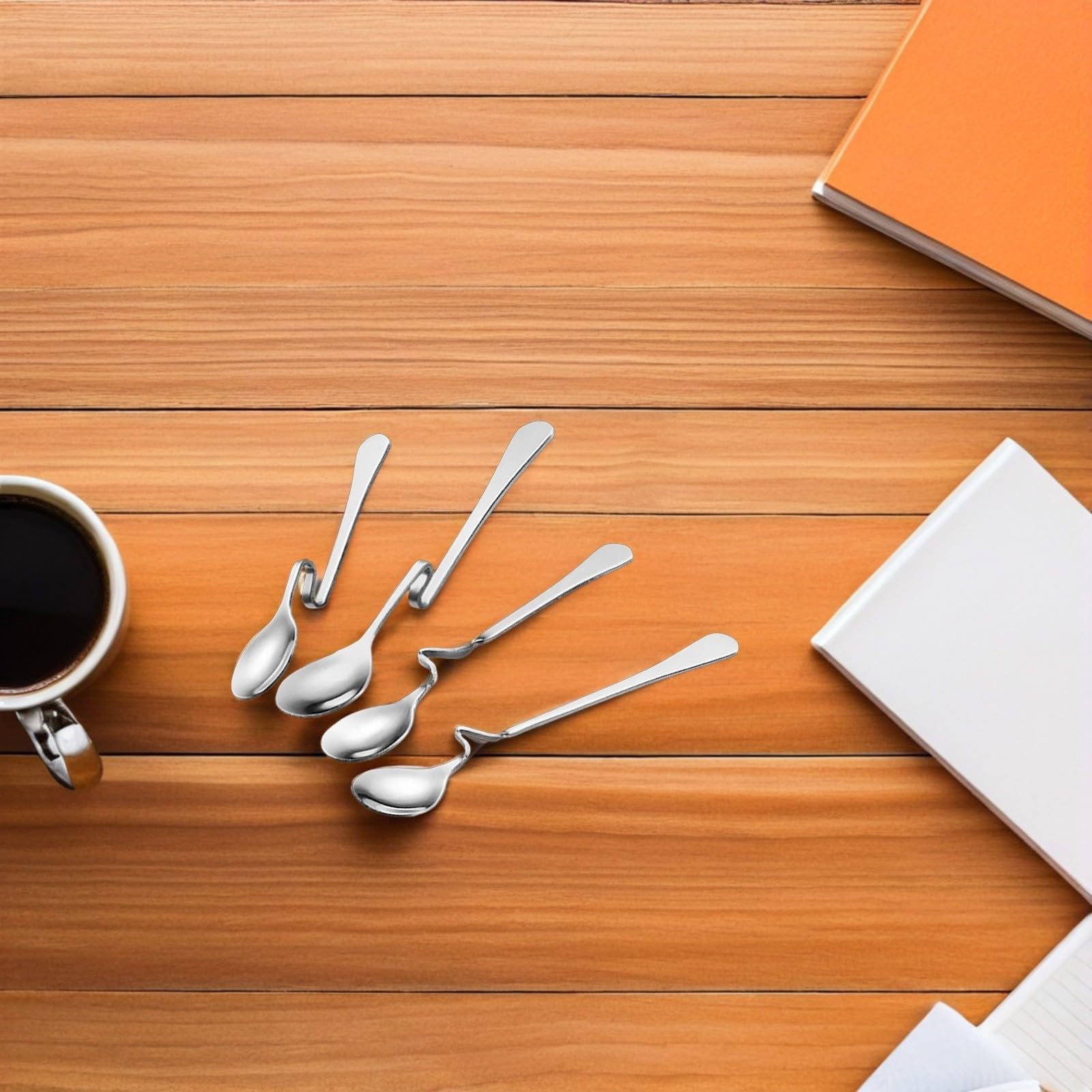 IMIKEYA 4 Stück Edelstahllöffel zum Mischen und Dessert Feine Verarbeitung Poliertes Design für Kaffee und Süßspeisen Langlebig und Elegant