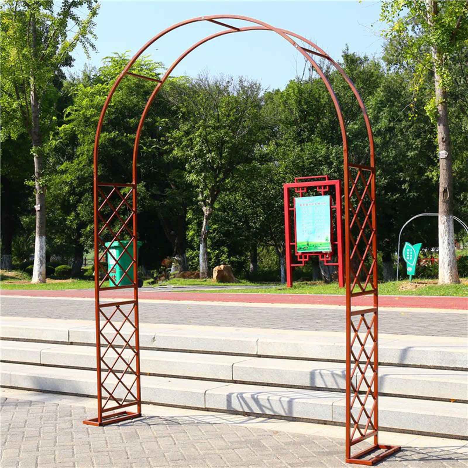 Arco de jardín de metal para plantas, pérgola elegante para decorar su patio trasero marrón