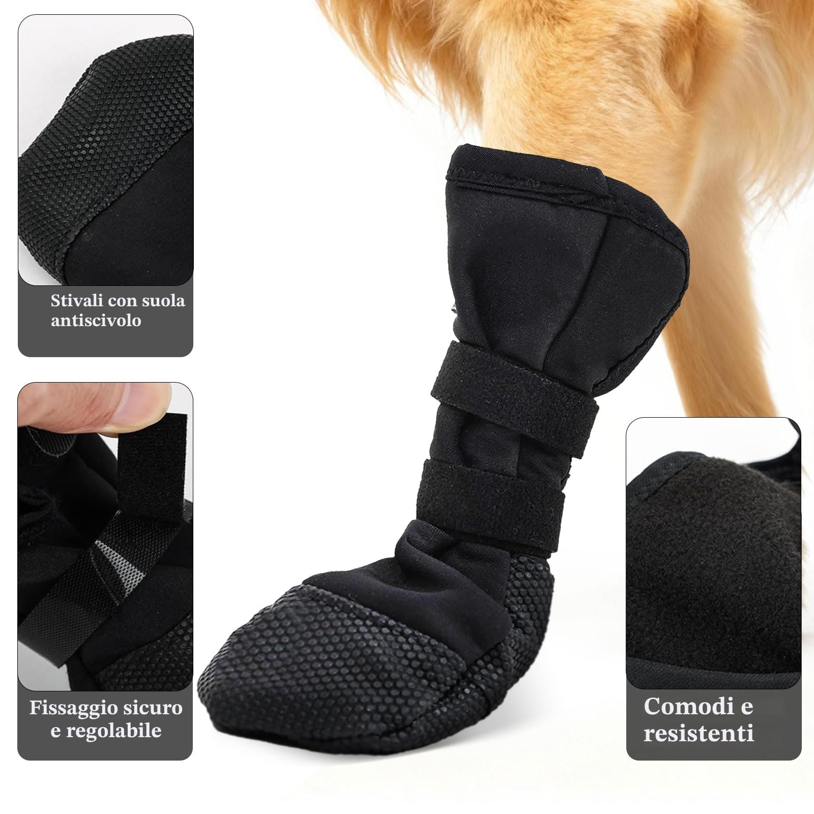 Scarpe per Cani per Zampe Ferite, Calze di Protezione e Recupero per Cani, Stivali per Cani Impermeabili, Stivali per Cani Paw Protector Calzini Antiscivolo per Cani, Rcarpette Cane Traspiranti