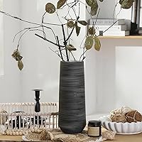 Vista 11 de ALMA Jarrón de suelo alto negro para hierba de las pampas, jarrón gris extra grande de 18 pulgadas para decoración del hogar, jarrones de cerámica