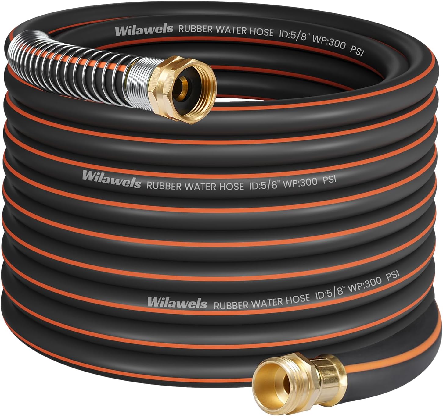 75FT x 5/8" Rubber Garden Hose, Heavy Duty Garden Water Hose, 300 PSI Working, 1000 PSI Burst, Swivel Handle with Stainless Steel Ring, 5-Layer Braided, All-Weather Outdoor Use, BG75GH06