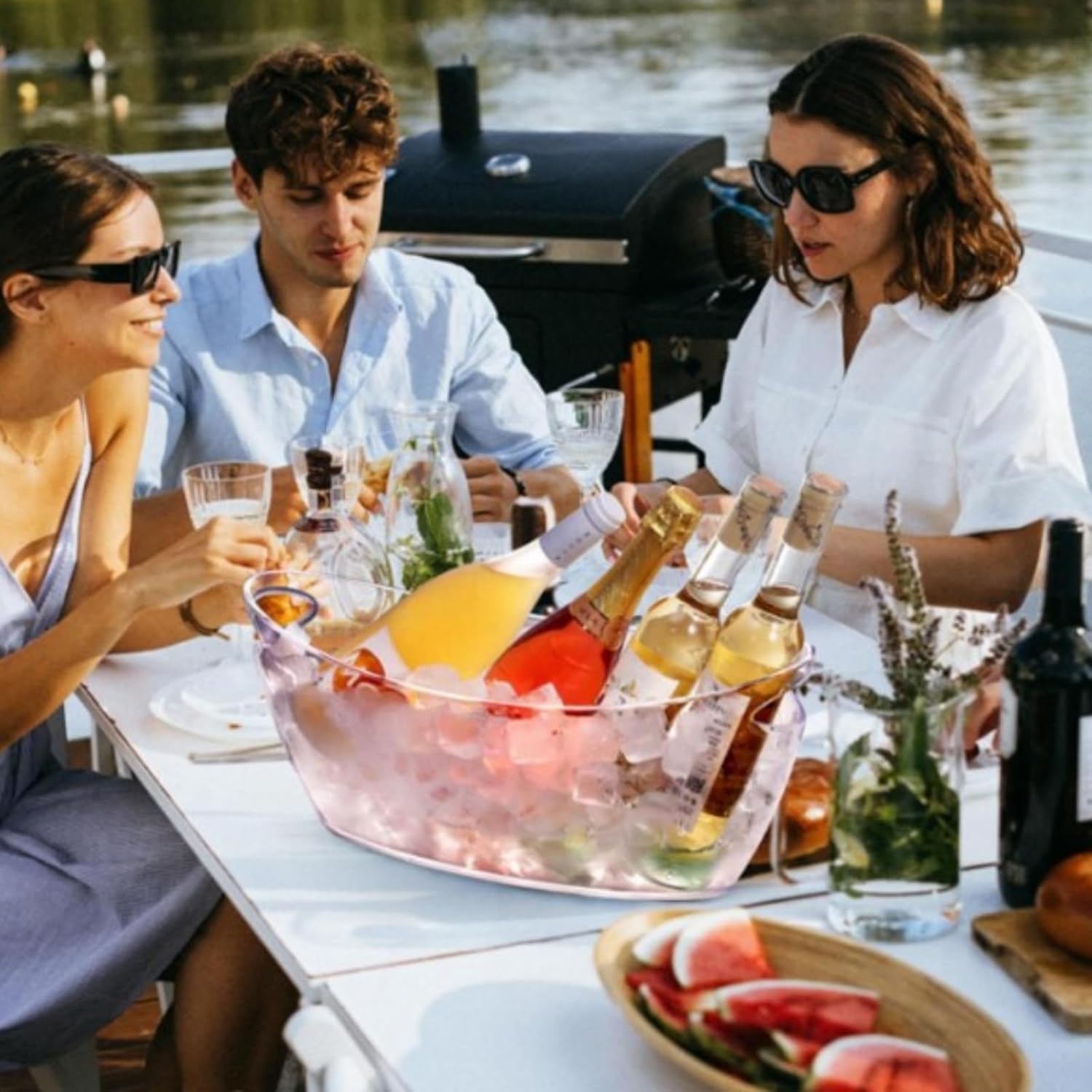 クリアアクリルシャンパンバケツ、6リットルのタブ、ワイン、ビール、ドリンクバケツ、パーティー用ミモザアイスバケット用。