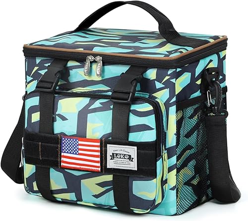 Lekesky Lonchera para hombre, bolsa de almuerzo a cuadros verdes