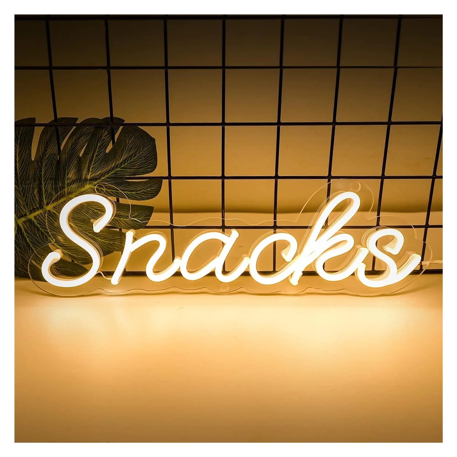 RONGCH Hanging Art Neon Signs Snacks Neon Sign Warm White Dimmable, USB Powered Wall Art Decor for Snack Bar Cake Candy Shop Stall 38x11cm