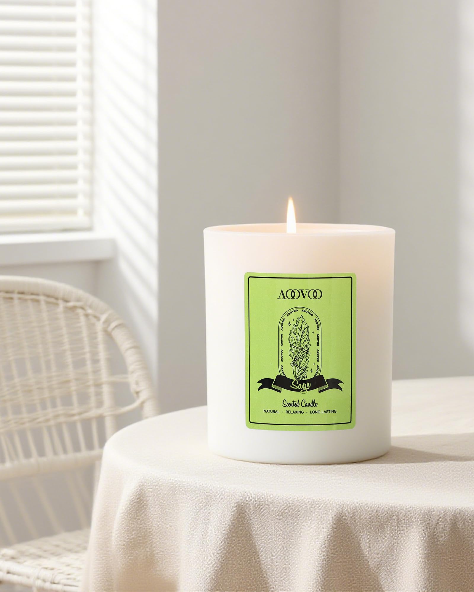 AOOVOO Lavender Scented Candles for Women - 20oz 3 Wick Soy Candles for Home Scented, Aromatherapy Candle with Crystals Inside, Birthday Gifts Christmas Candle for Women Mom: Sage Scented Candles 10oz