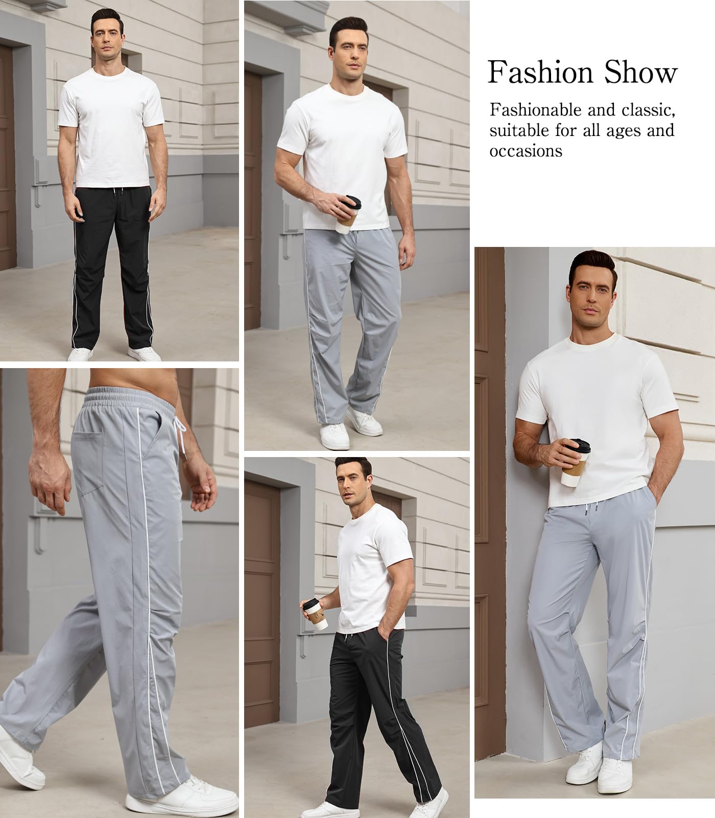 Suwangi Męskie spodnie dresowe do joggingu, na siłownię, spodnie treningowe, spodnie treningowe, spodnie treningowe, Y2k, streetwear, na co dzień, z kieszeniami