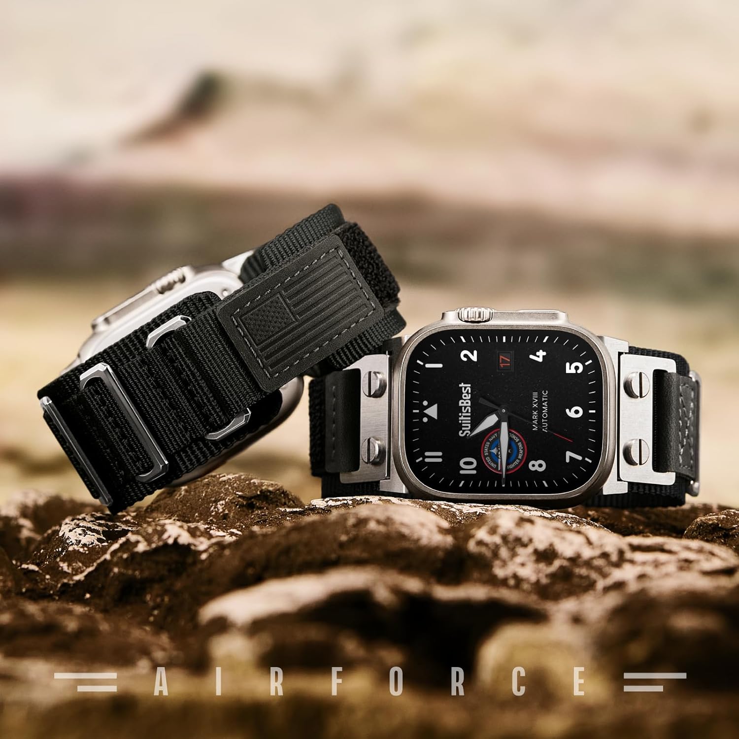 Suitisbest Rugged Bands Compatible for Apple Watch Ultra Band 49mm 46mm 45mm 44mm 42mm, 3 Ring Military Nylon Sport Durable Metal Strap for iWatch Series 11 10 9 8 7 6 5 4 3, SE 3 2 1, Ultra 3 2 1
