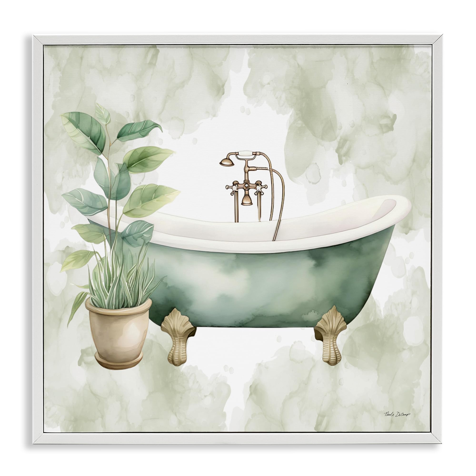 Oasis de bain de Stupell Industries cadre végétal gris pour une déco zen de salle de bain