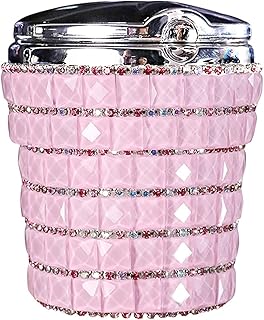 Ashtray Portable Car Ashtray With Light Crystal Diamond Led Car Ash Tray Ashtray Storage Cup Holder For Girls Woman Automotive Interior Accessories Cigar ashtray (Color : Gray)