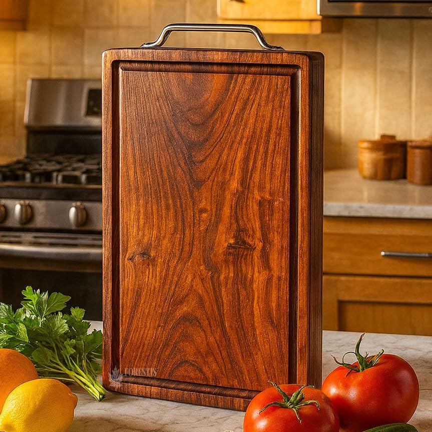 Image of Single Block Rosewood Chopping Board,Processed and Seasoned with Food Grade Mineral Oils,| Wooden Cutting Board for Kitchen(15x10 Inches) (Rosewood)