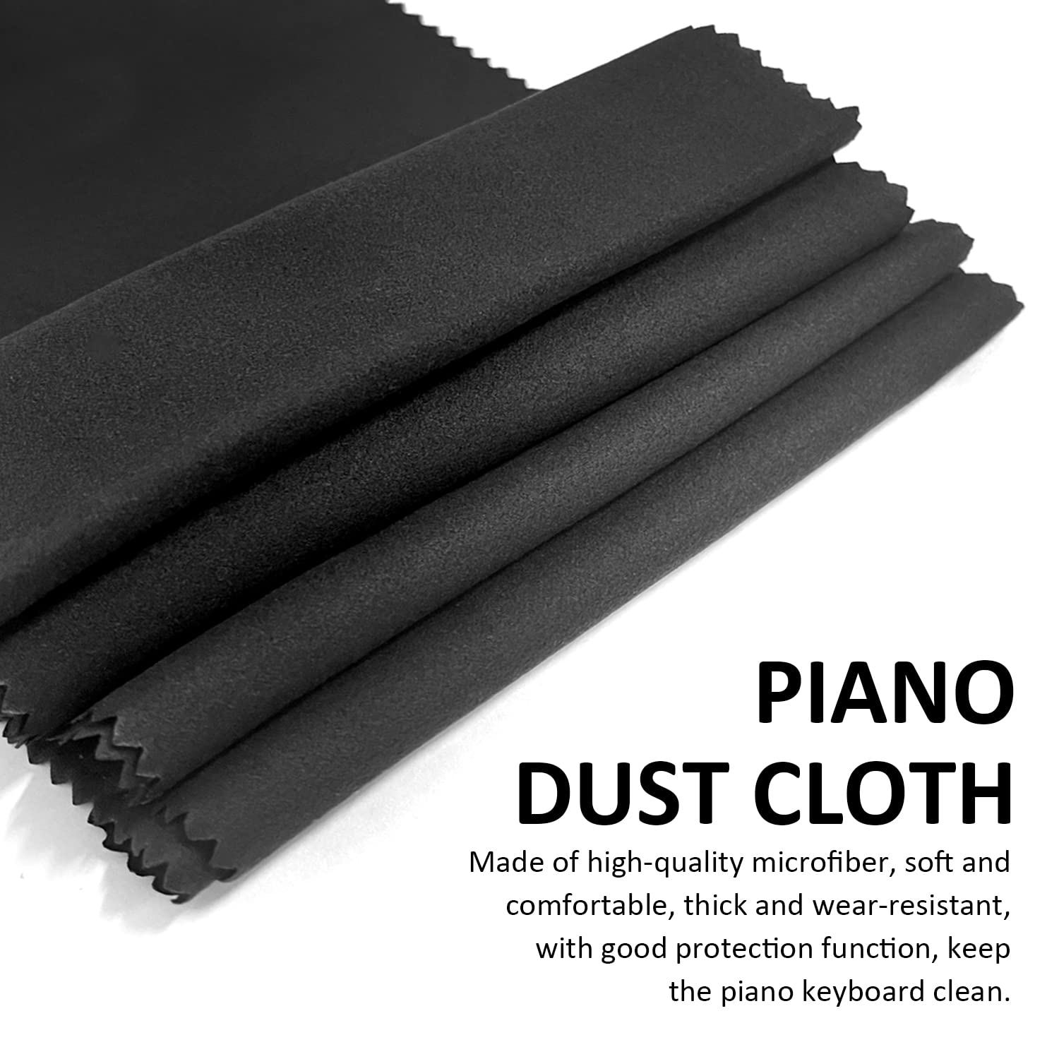 1 pezzo di nero chiave panno, con 1 pezzo di grigio pulire panno, pianoforte antipolvere panno di pulizia, strumento musicale chiave pulire panno, strumento musicale panno di pulizia
