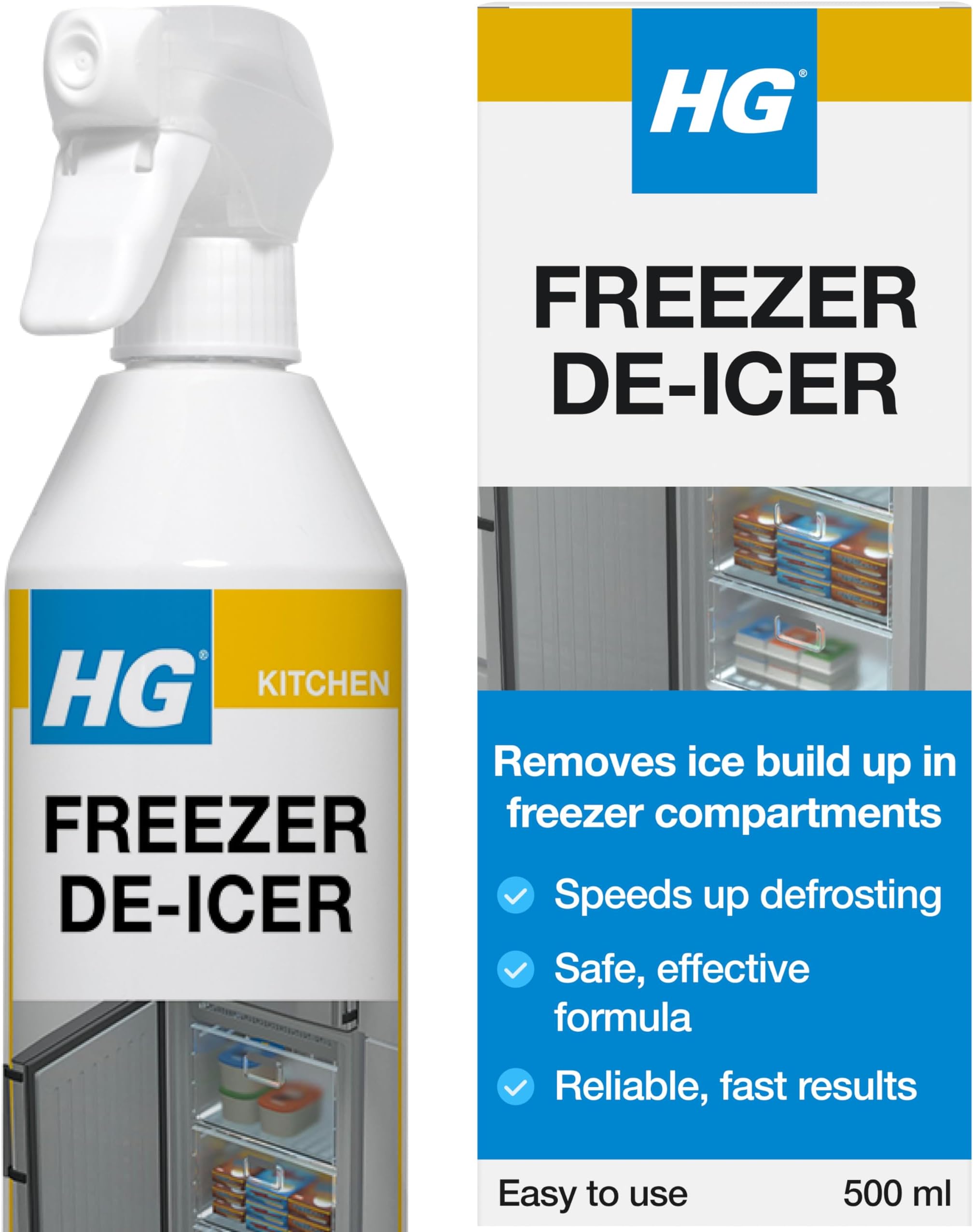 Fridge Freezer De-Icer - Quick-Acting Ice Remover & Defrosting Spray for Fast Cleaning - 500ml