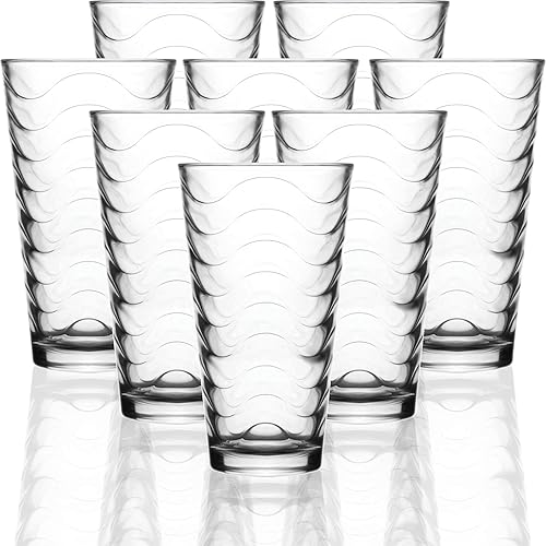 Circleware 40135 Pulse - Juego de vasos de 8 a 15.7 onzas con base pesada Highball, vasos para bebidas de té helado, cristalería para agua, jugo,