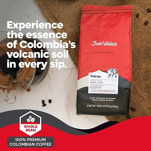 Miniatura 2 de Juan Valdez Volcan - Café en grano entero, tostado oscuro, 100% granos arábica colombianos, café 100% colombiano con baja acidez y notas de caramelo