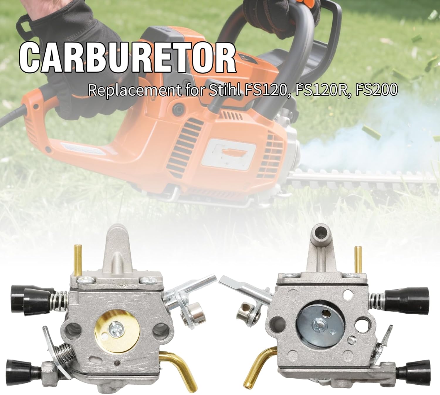41341200603 Carburetor Kit with Ignition Coil Gaskets Spark Plug Replacement for Stihl FS120 FS200 FS202 FS250 FS300 FS350 Trimmer Weedeater Brush Cutter 41341410300 41344001301