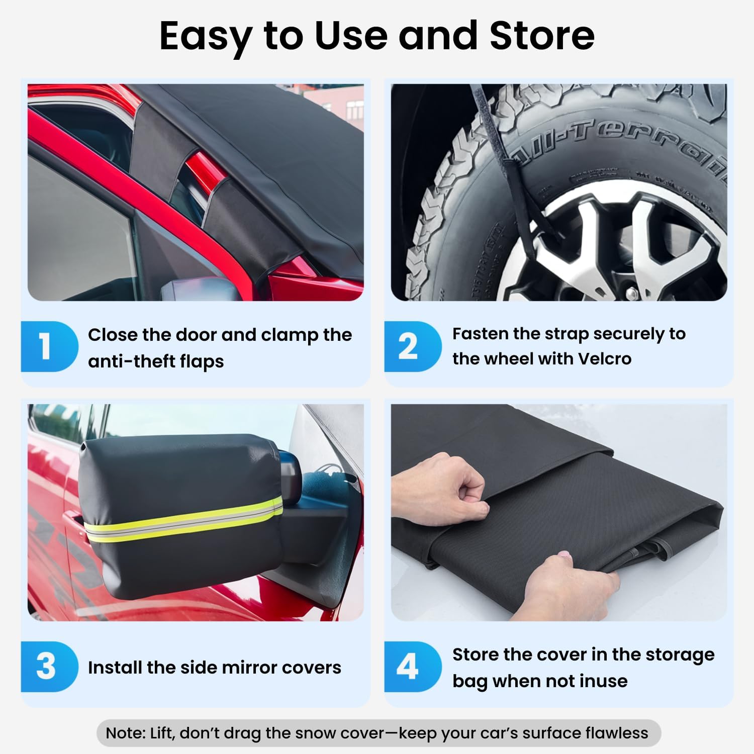 REEVAA Upgraded Car Windshield Cover for Ice & Snow [All-Weather Protection] Magnetic Fit Weatherproof Frost Cover, Car Winter Accessories, Fit for Trucks, Full-Size SUVs