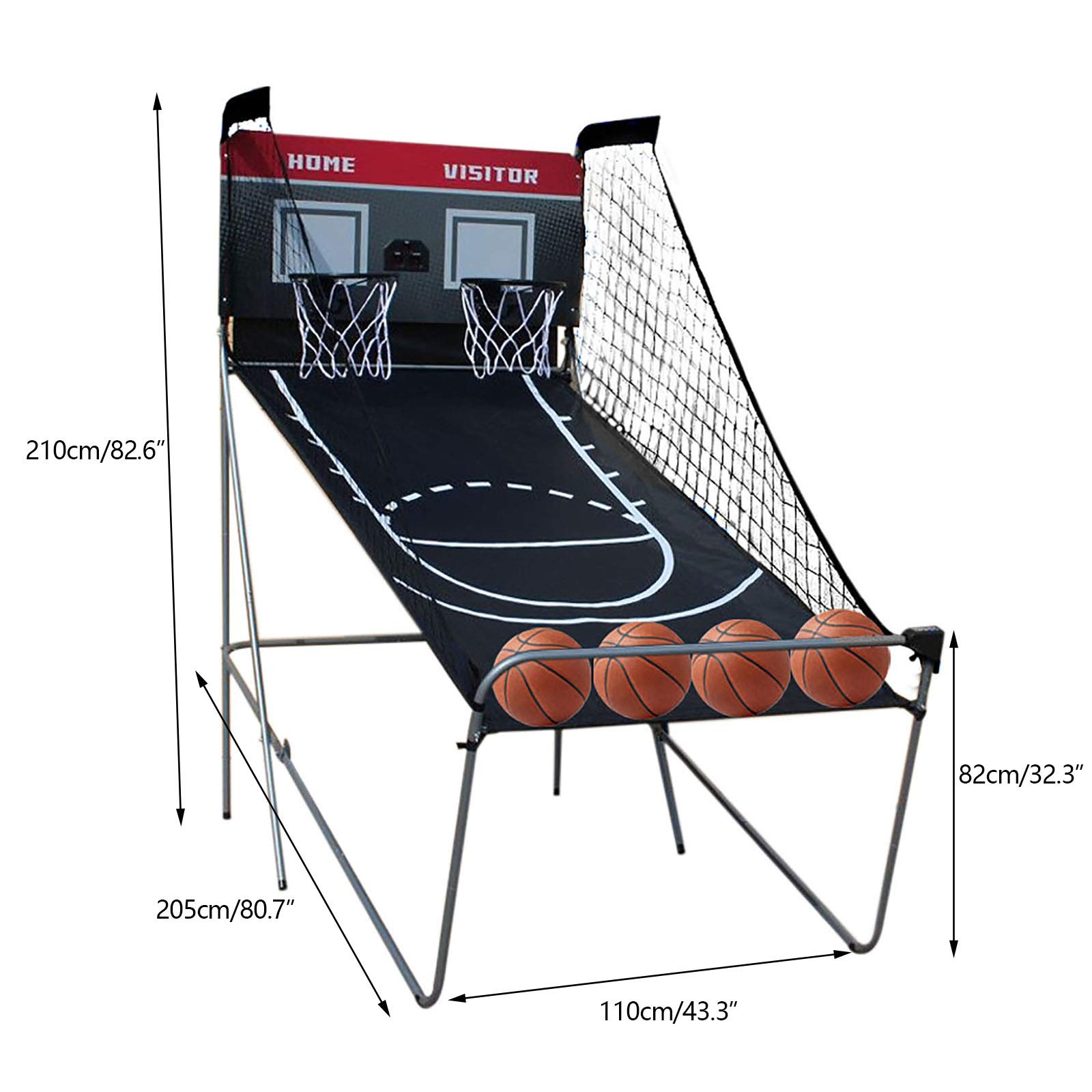 Canasta de baloncesto 8 en 1 Shoot Out plegable, automática, máquina de tiro electrónica, con 2 canastas de baloncesto, adecuada para apartamentos, salas de juegos, sótanos, etc