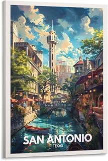 FZYZMSQ San Antonio Texas Vintage Travel Poster Wall Decor Printing Suitable for Living Rooms Bedrooms Kitchens Offices Hotels Restaurants And Bars Style08x12inch(20x30cm)