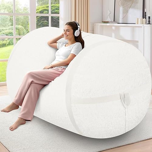 Miniatura 158 de HABUTWAY Puf gigante de 2 pies para adultos, con relleno de espuma viscoelástica, puf grande con funda de terciopelo holandés extraíble para sala de