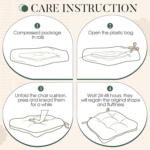 Vista 85 de Basic Beyond Paquete de 4 cojines para sillas de comedor, cojines para sillas de comedor con lazos y respaldo antideslizante, 15.5 x 15.5 pulgadas