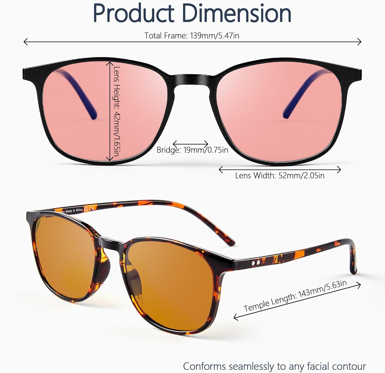 Blue Light Blocking Glasses for Women Men, TR90 Square Frame Anti Eyestrain & UV Glare JF6222