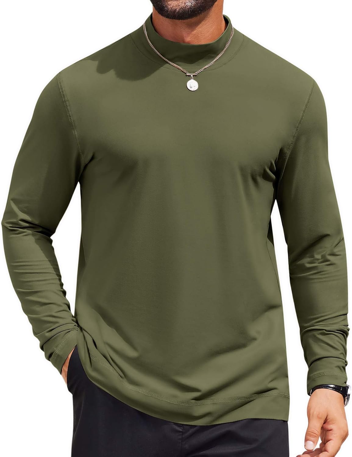 COOFANDY Mens Mock Turtleneck Long Sleeve Shirts Casual Basic T-Shirt Lightweight Mockneck Pullover Sweater for Men